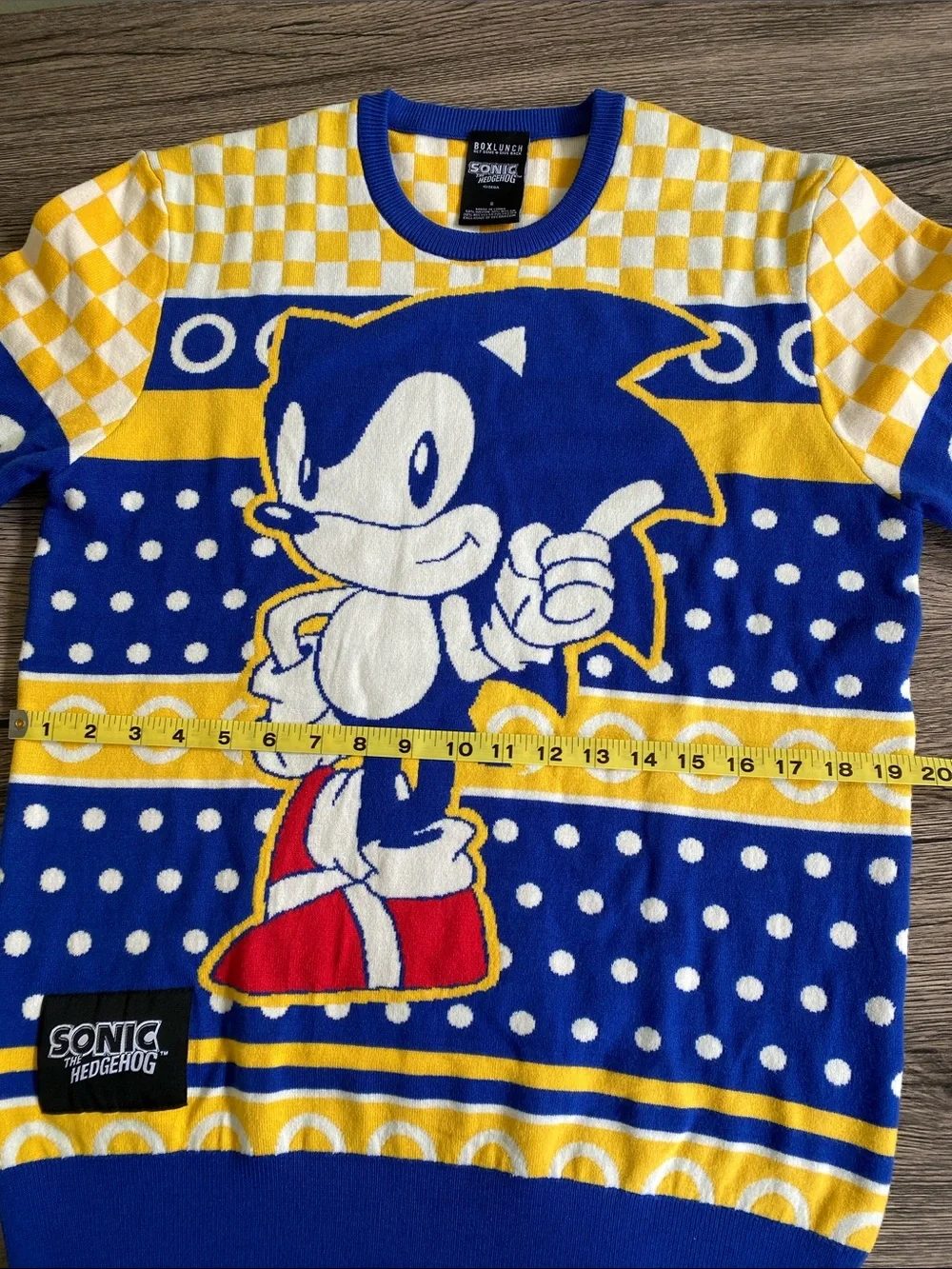 Sonic The Hedgehog Blue & Yellow Crewneck Sweater Size Small